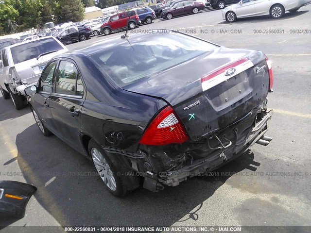 3FADP0L36AR137129 - 2010 FORD FUSION HYBRID BLACK photo 3