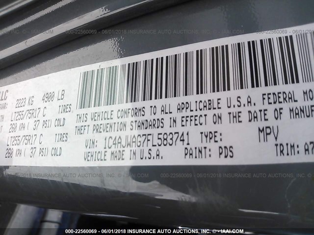 1C4AJWAG7FL583741 - 2015 JEEP WRANGLER SPORT Boz foto 9