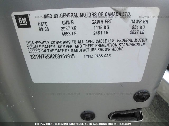 2G1WT57N491283738 - 2009 CHEVROLET IMPALA 1LT SILVER photo 9