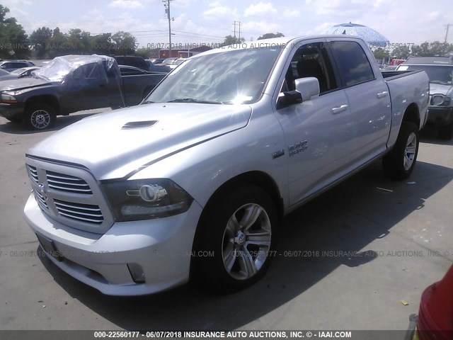 1C6RR7MT7ES395002 - 2014 RAM 1500 SPORT SILVER photo 2