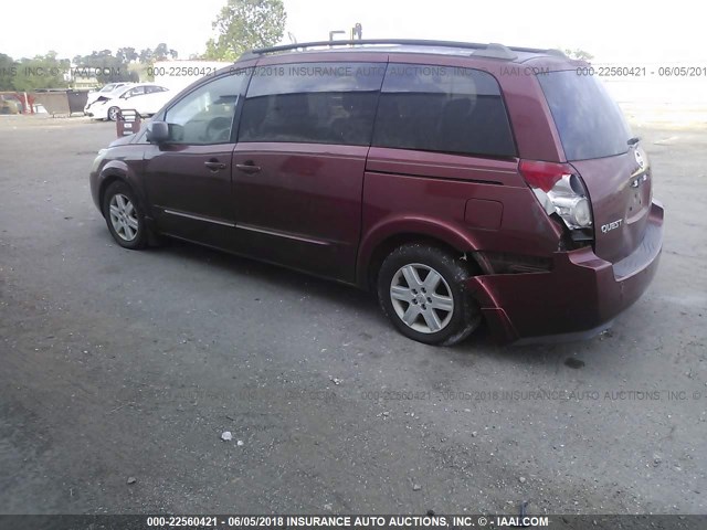 5N1BV28U75N114855 - 2005 NISSAN QUEST S/SE/SL MAROON photo 3