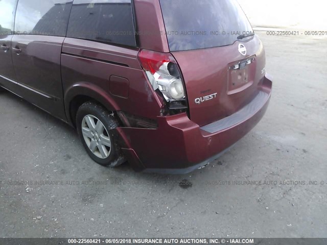 5N1BV28U75N114855 - 2005 NISSAN QUEST S/SE/SL MAROON photo 6