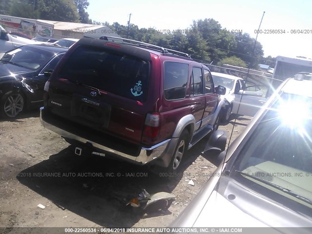 JT3GN87R4W0066289 - 1998 TOYOTA 4RUNNER LIMITED BURGUNDY photo 4