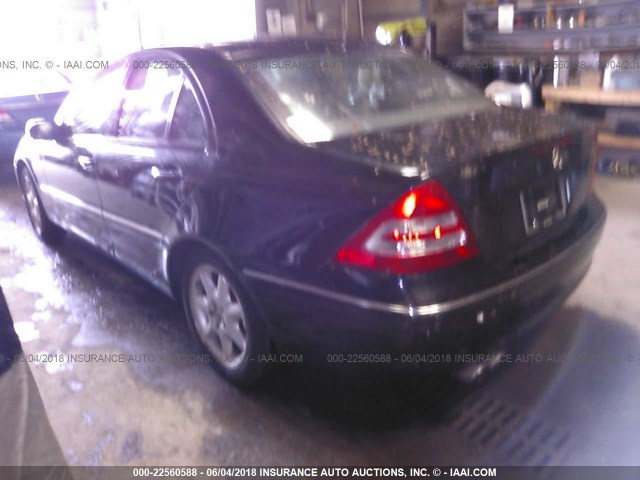 WDBRF61J72F259874 - 2002 MERCEDES-BENZ C 240 BLACK photo 3