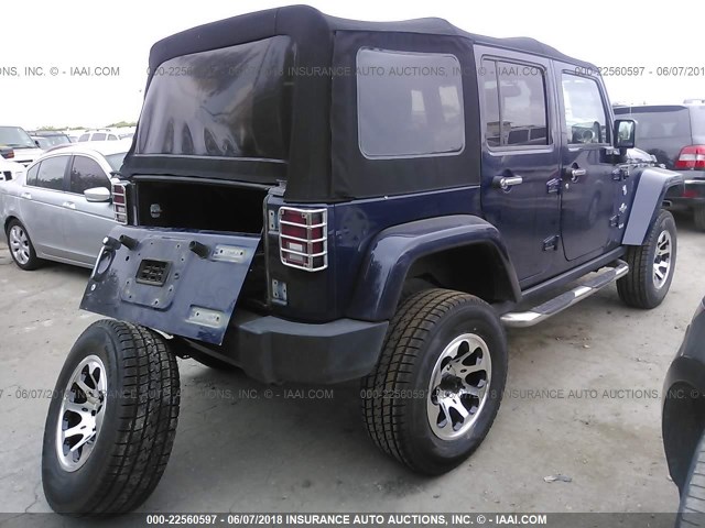 1C4BJWDG1DL580489 - 2013 JEEP WRANGLER UNLIMITE SPORT BLUE photo 4