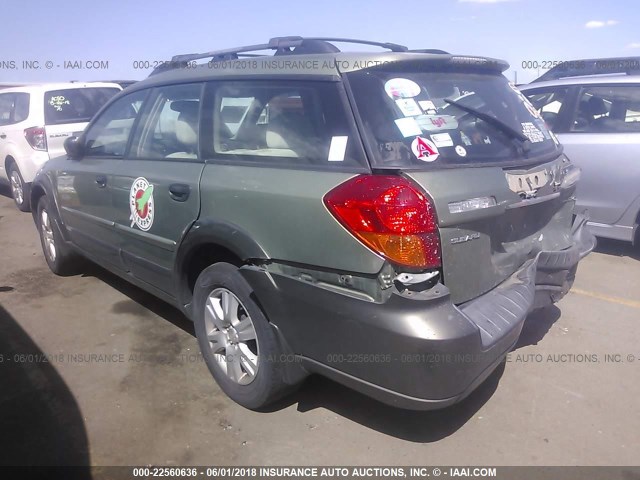 4S4BP61C456378256 - 2005 SUBARU LEGACY OUTBACK 2.5I GREEN photo 3