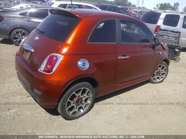 3C3CFFBR2CT363499 - 2012 FIAT 500 SPORT ORANGE photo 4