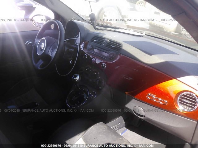 3C3CFFBR2CT363499 - 2012 FIAT 500 SPORT ORANGE photo 5