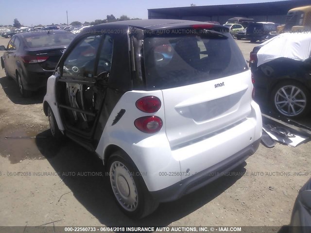 WMEEJ3BA0DK595308 - 2013 SMART FORTWO PURE/PASSION WHITE photo 3