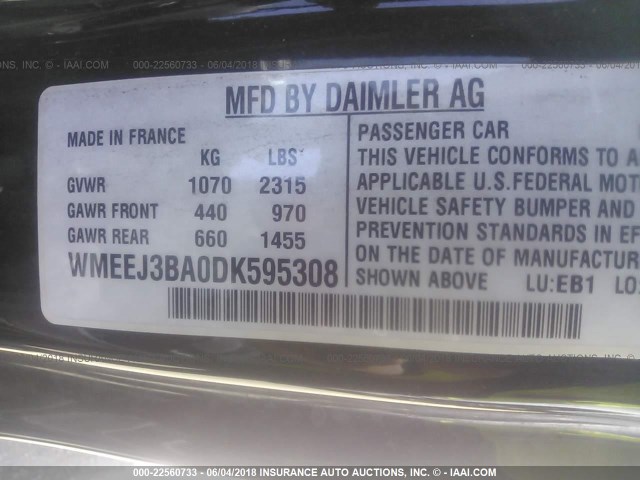 WMEEJ3BA0DK595308 - 2013 SMART FORTWO PURE/PASSION WHITE photo 9