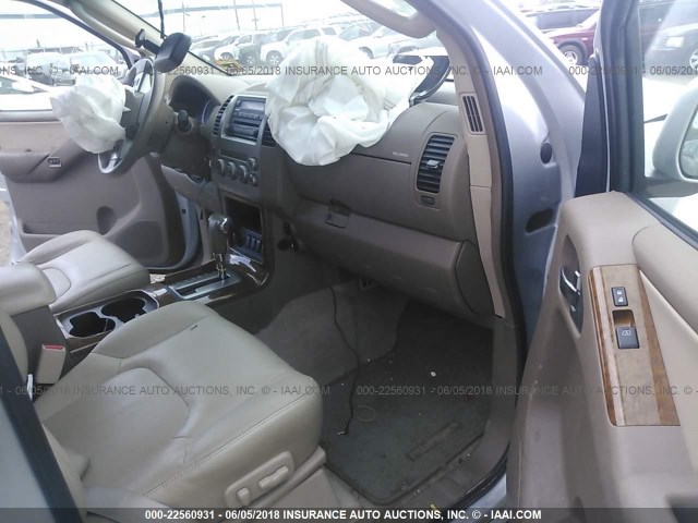 5N1AR18W87C623993 - 2007 NISSAN PATHFINDER LE/SE/XE SILVER photo 5