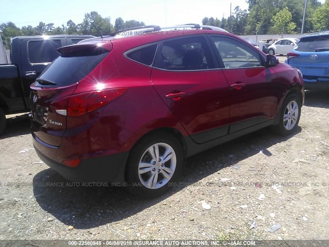 KM8JU3AC1DU676535 - 2013 HYUNDAI TUCSON GLS/LIMITED RED photo 4