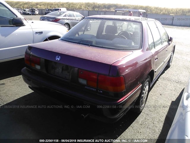 JHMCB7655NC015035 - 1992 HONDA ACCORD LX/EX BURGUNDY photo 4