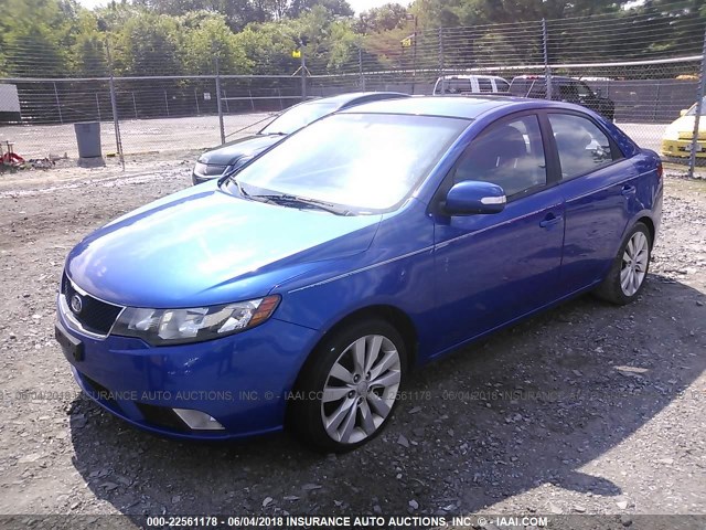 KNAFW4A30A5049175 - 2010 KIA FORTE SX BLUE photo 2