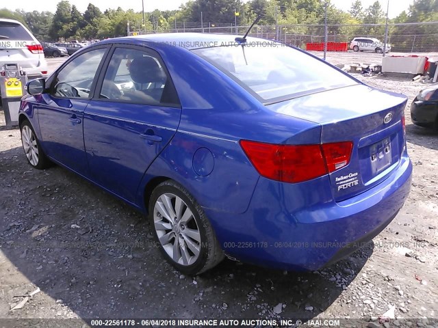 KNAFW4A30A5049175 - 2010 KIA FORTE SX BLUE photo 3