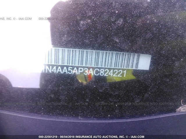 1N4AA5AP3AC824221 - 2010 NISSAN MAXIMA S/SV GRAY photo 9