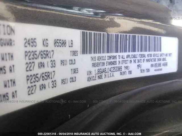 1J8GW48J14C253309 - 2004 JEEP GRAND CHEROKEE LAREDO/COLUMBIA/FREEDOM 黑色 照片 9