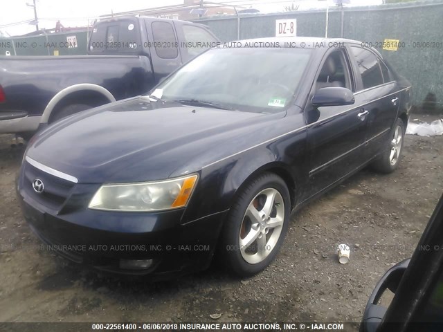 5NPEU46F66H041578 - 2006 HYUNDAI SONATA GLS/LX BLUE photo 2