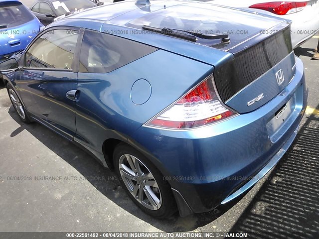 JHMZF1D62DS000665 - 2013 HONDA CR-Z EX BLUE photo 3