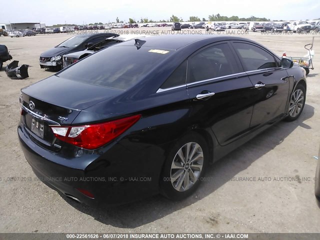 5NPEC4ABXEH939235 - 2014 HYUNDAI SONATA SE/LIMITED Dark Blue photo 4