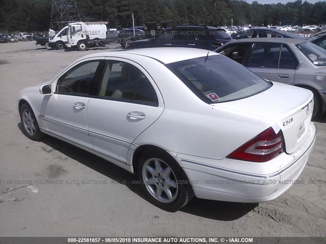 WDBRF64J12F231032 - 2002 MERCEDES-BENZ C 320 WHITE photo 3