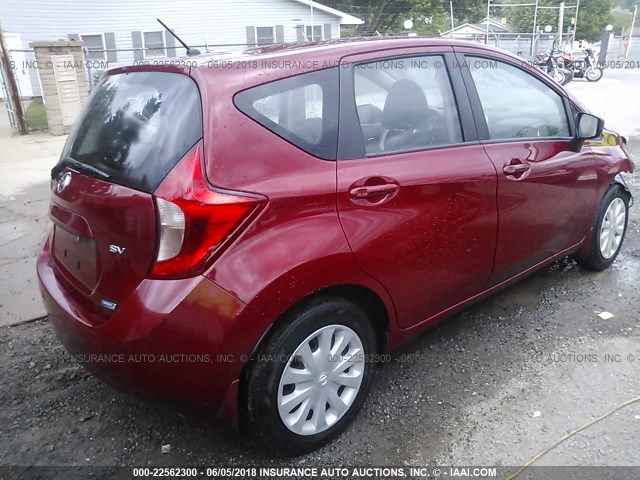 3N1CE2CP2FL400742 - 2015 NISSAN VERSA NOTE S/S PLUS/SV/SL/SR RED photo 4