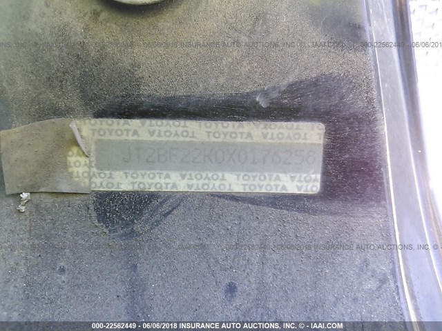 JT2BF22K0X0176258 - 1999 TOYOTA CAMRY LE/XLE BLACK photo 9