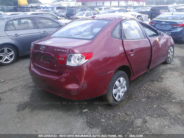 KMHDU46D49U607771 - 2009 HYUNDAI ELANTRA GLS/SE RED photo 4