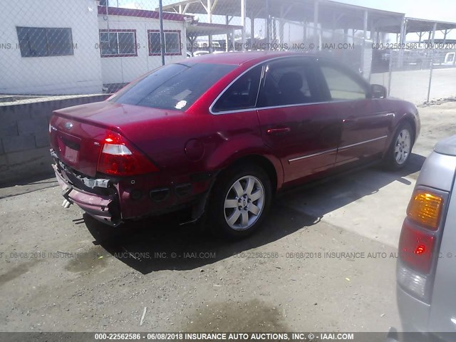 1FAFP24166G150222 - 2006 FORD FIVE HUNDRED SEL RED photo 4