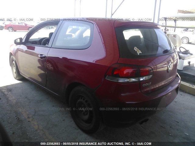 WVWBB7AJ9CW222024 - 2012 VOLKSWAGEN GOLF RED photo 3