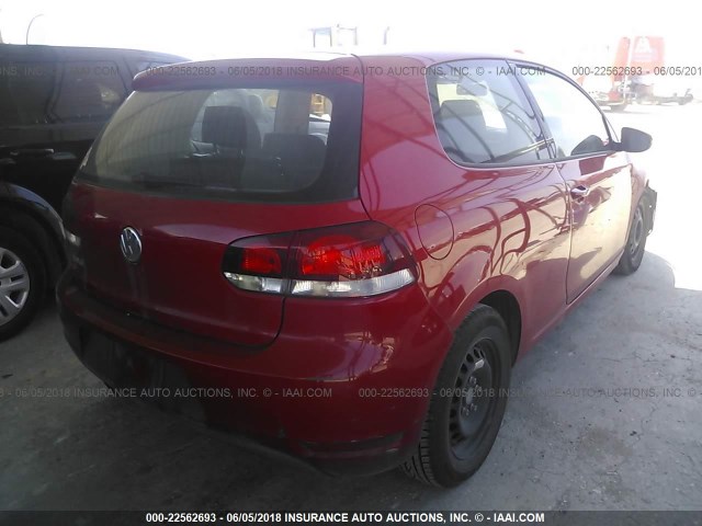 WVWBB7AJ9CW222024 - 2012 VOLKSWAGEN GOLF RED photo 4
