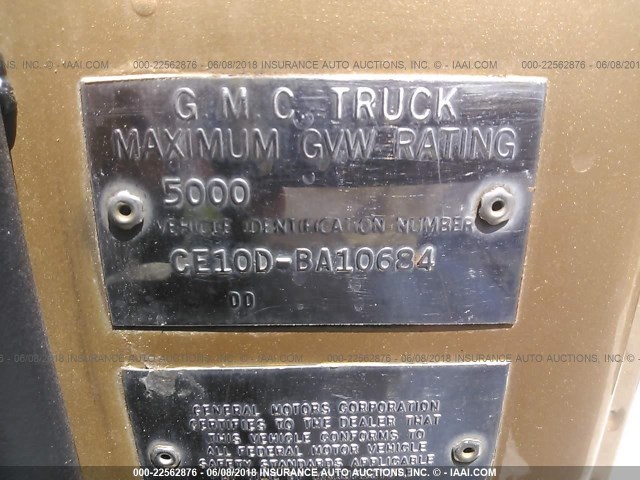 CE10DBA10684 - 1969 GMC C1500 GOLD photo 9