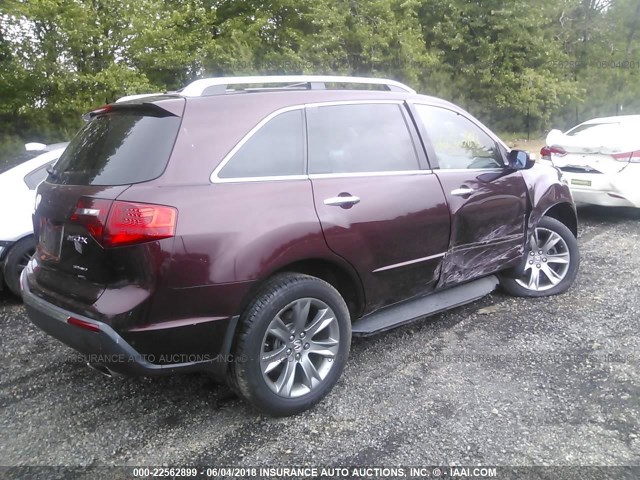 2HNYD2H58BH509653 - 2011 ACURA MDX ADVANCE MAROON photo 4