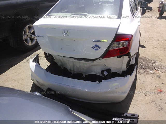 19XFB5F58CE003888 - 2012 HONDA CIVIC NATURAL GAS WHITE photo 6