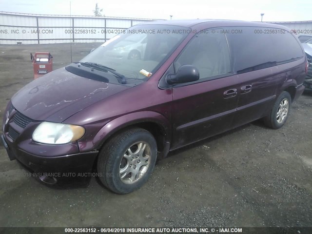 2B4GT44L22R565325 - 2002 DODGE GRAND CARAVAN SPORT BURGUNDY photo 2