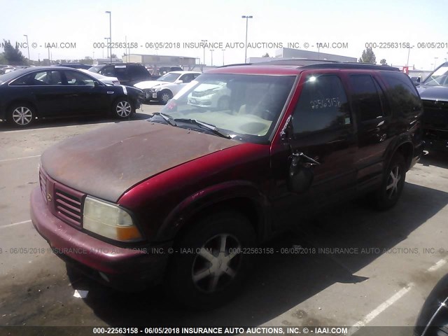 1GHDT13W7W2701236 - 1998 OLDSMOBILE BRAVADA MAROON photo 2