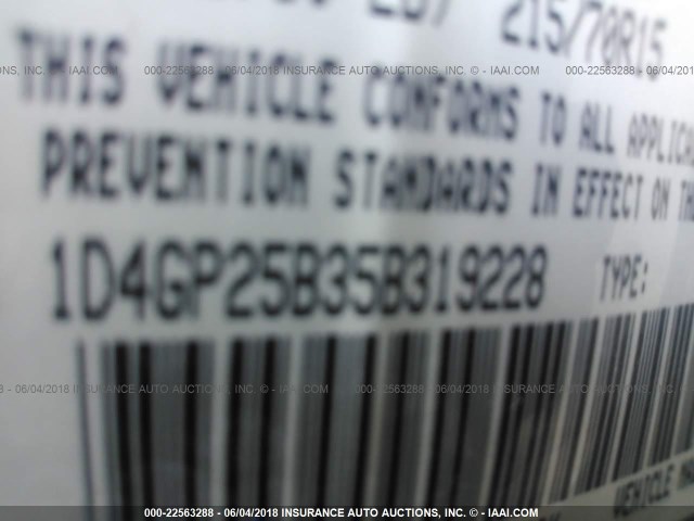 1D4GP25B35B319228 - 2005 DODGE CARAVAN SE 绿色 照片 9