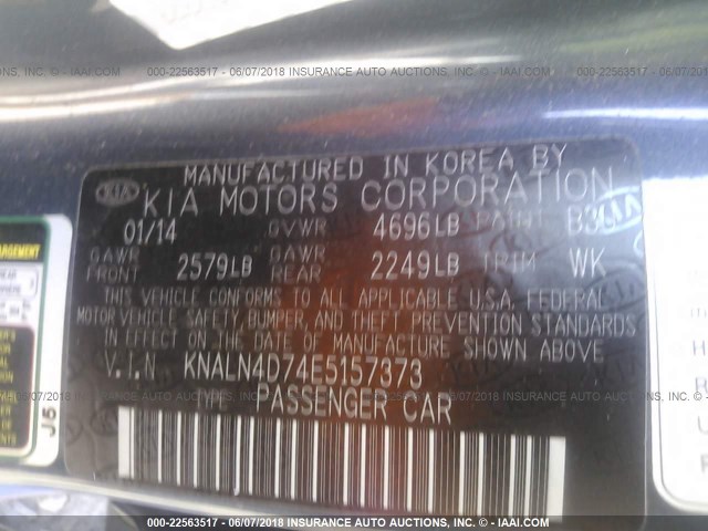 KNALN4D74E5157373 - 2014 KIA CADENZA PREMIUM/LIMITED BLUE photo 9