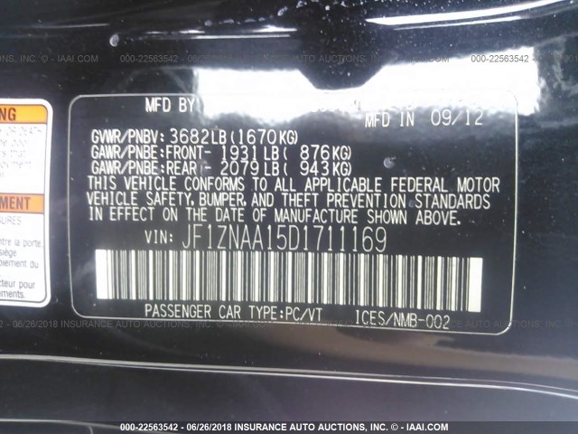 JF1ZNAA15D1711169 - 2013 TOYOTA SCION FR-S BLACK photo 9