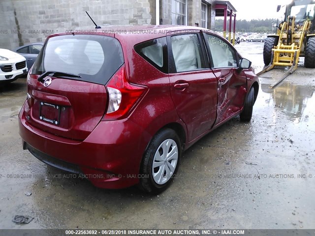 3N1CE2CP4HL371120 - 2017 NISSAN VERSA NOTE S/S PLUS/SV/SL/SR RED photo 4