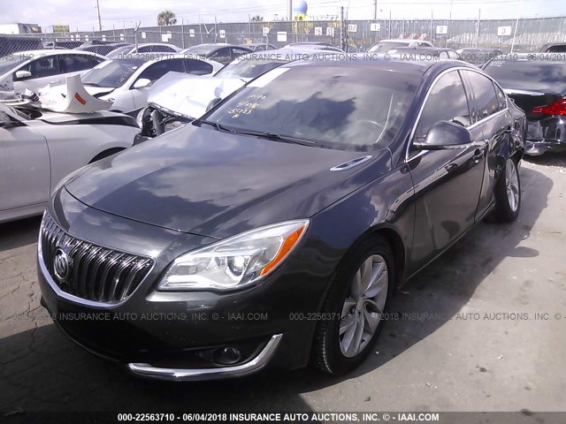 2G4GK5EX1F9291646 - 2015 BUICK REGAL GRAY photo 2