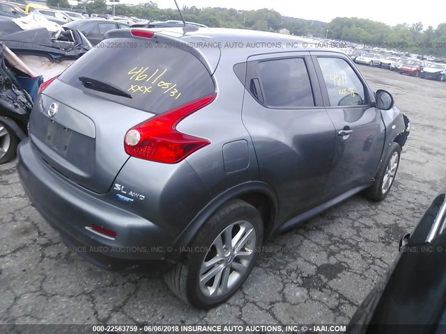 JN8AF5MV1DT223145 - 2013 NISSAN JUKE S/SV/SL GRAY photo 4