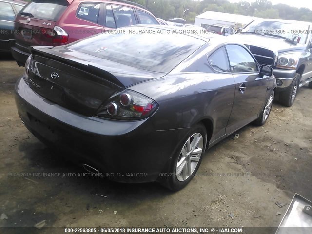 KMHHM66DX8U275007 - 2008 HYUNDAI TIBURON GS GRAY photo 4