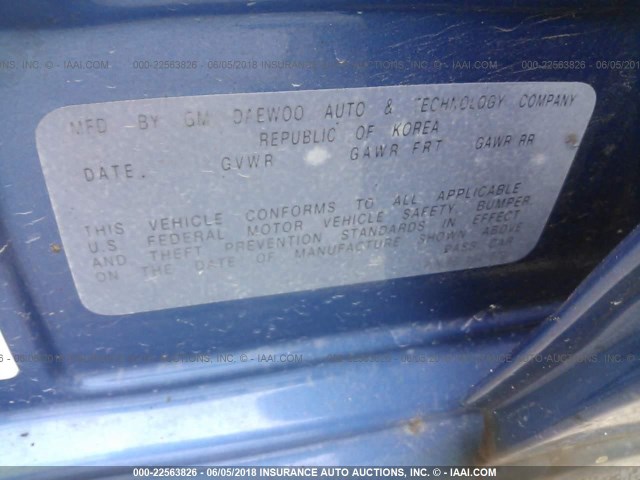 KL1TJ62644B186075 - 2004 CHEVROLET AVEO LS BLUE photo 9