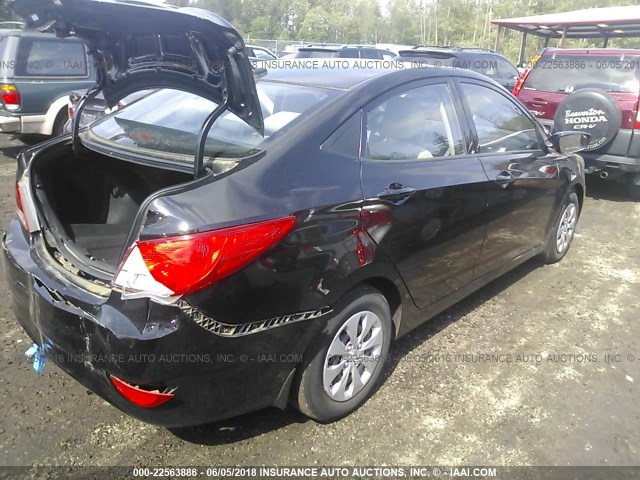 KMHCT4AE1GU079702 - 2016 HYUNDAI ACCENT SE BLACK photo 4