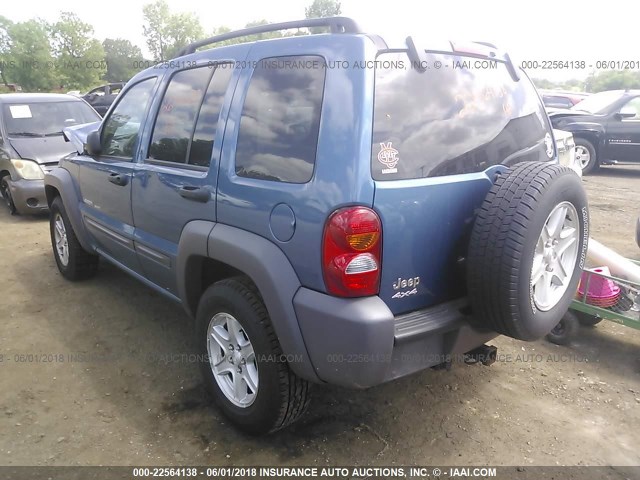 1J4GL48K13W607037 - 2003 JEEP LIBERTY SPORT/FREEDOM ლურჯი ფოტო 3