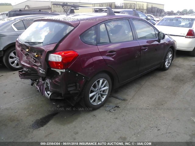 JF1GPAC62D2879971 - 2013 SUBARU IMPREZA PREMIUM BURGUNDY photo 4