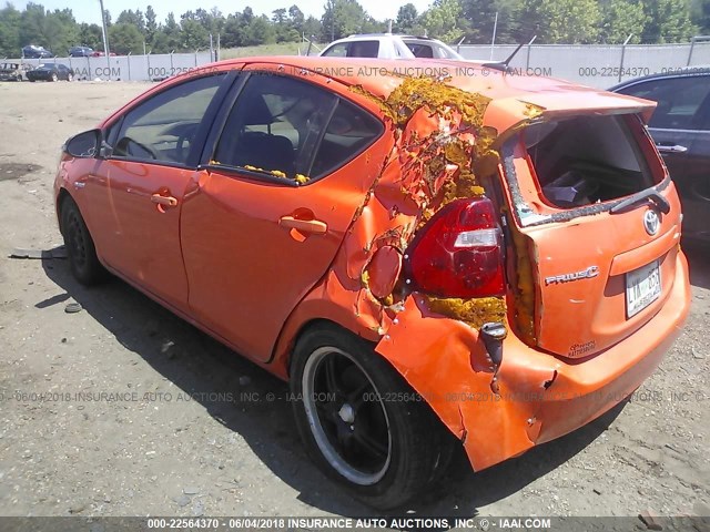 JTDKDTB32C1003115 - 2012 TOYOTA PRIUS C ORANGE photo 3