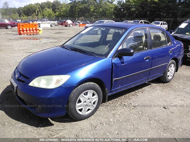 1HGES16344L013962 - 2004 HONDA CIVIC DX VP BLUE photo 2