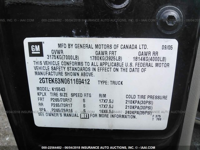 2GTEK63N061169412 - 2006 GMC SIERRA K1500 DENALI BLACK photo 9